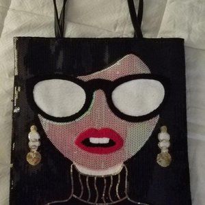 NEW Sequin Tote Bag!  Woman Face Tote Bag